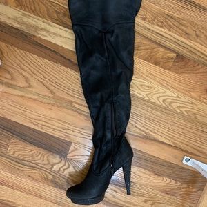 over the knee high heel black boots women’s size 9